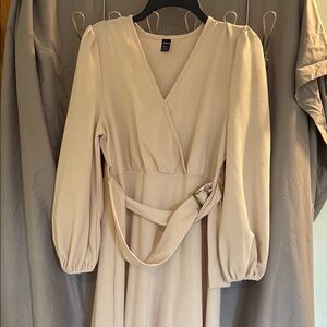 Elegant Cream Wrap Dress